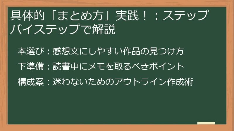 具体的「まとめ方」実践！：ステップバイステップで解説