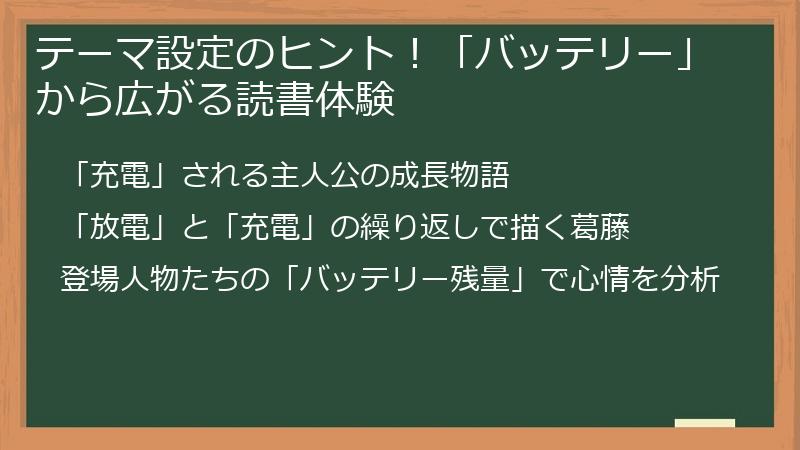 テーマ設定のヒント！「バッテリー」から広がる読書体験