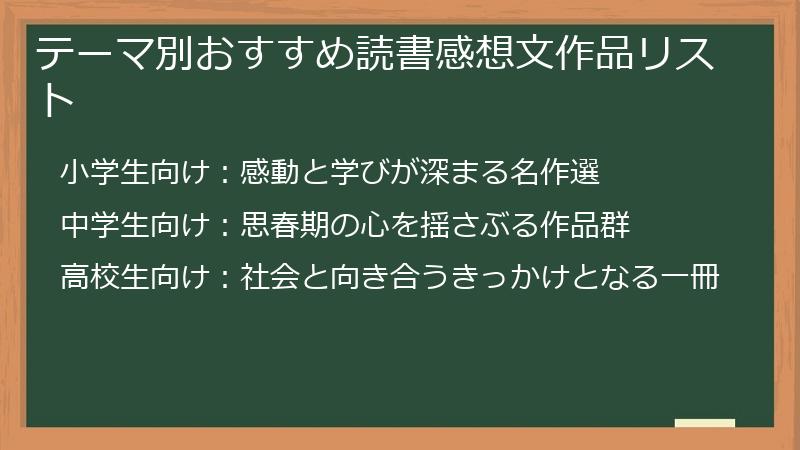 テーマ別おすすめ読書感想文作品リスト