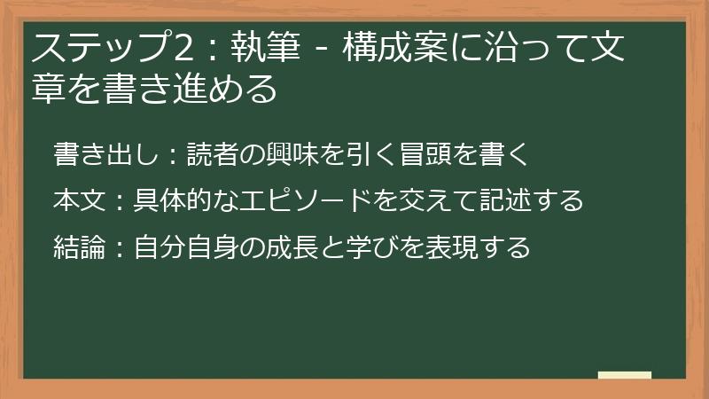 ステップ2：執筆 - 構成案に沿って文章を書き進める