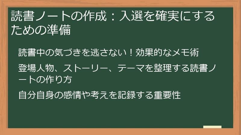 読書ノートの作成：入選を確実にするための準備