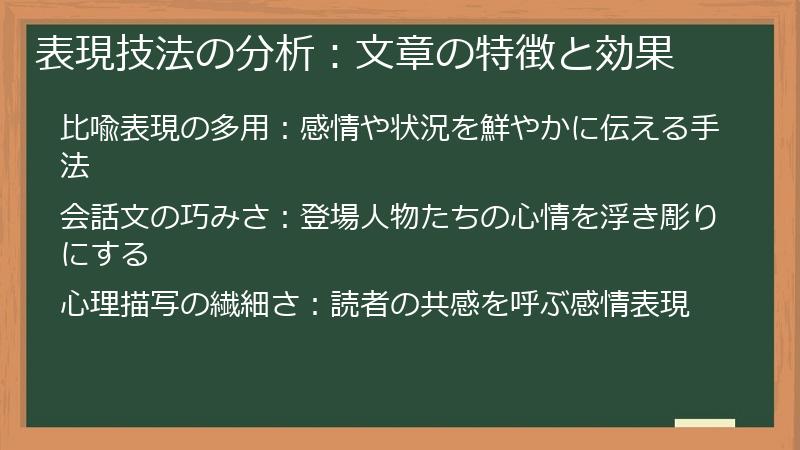 表現技法の分析：文章の特徴と効果