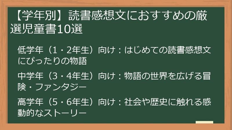 【学年別】読書感想文におすすめの厳選児童書10選