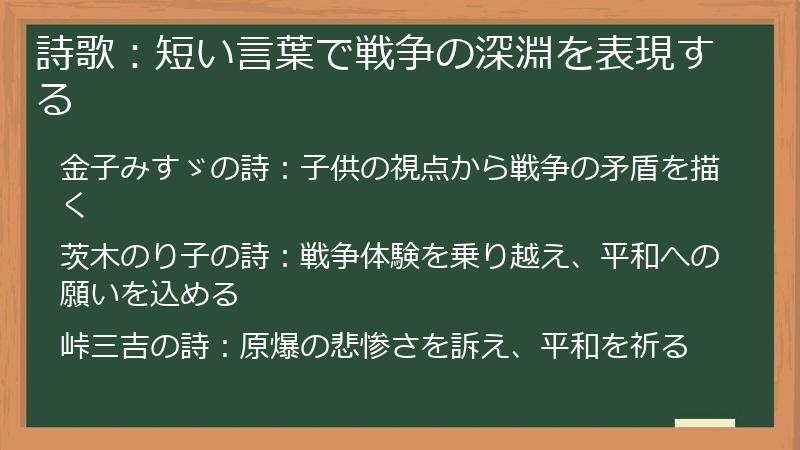 詩歌：短い言葉で戦争の深淵を表現する