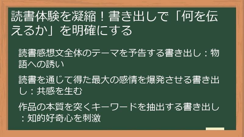 読書体験を凝縮！書き出しで「何を伝えるか」を明確にする
