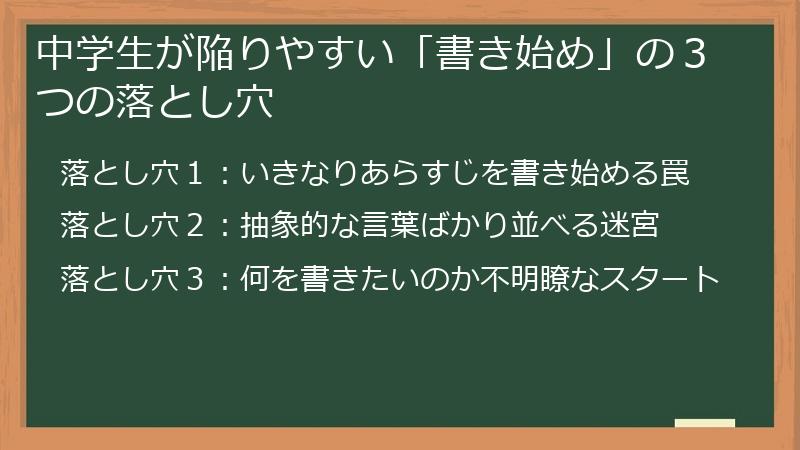 中学生が陥りやすい「書き始め」の３つの落とし穴