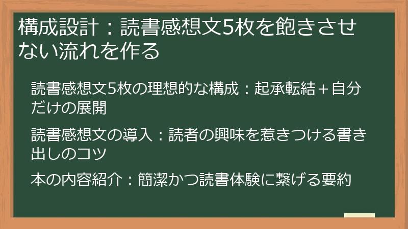 構成設計：読書感想文5枚を飽きさせない流れを作る