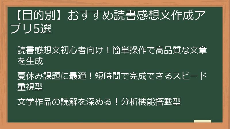 【目的別】おすすめ読書感想文作成アプリ5選
