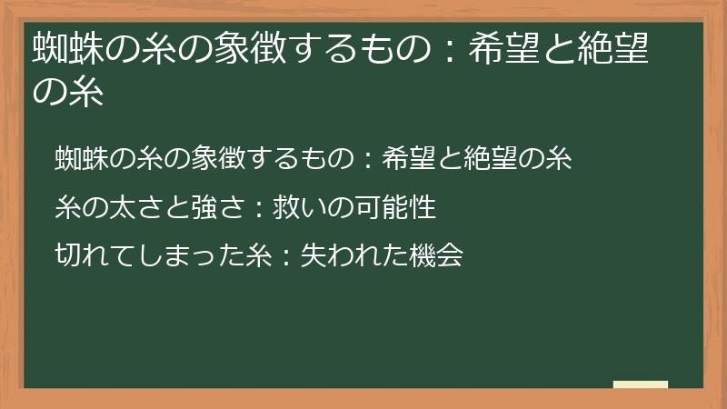 蜘蛛の糸の象徴するもの：希望と絶望の糸