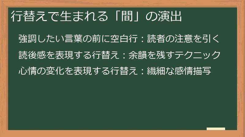 行替えで生まれる「間」の演出