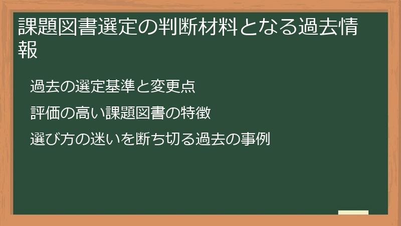 課題図書選定の判断材料となる過去情報