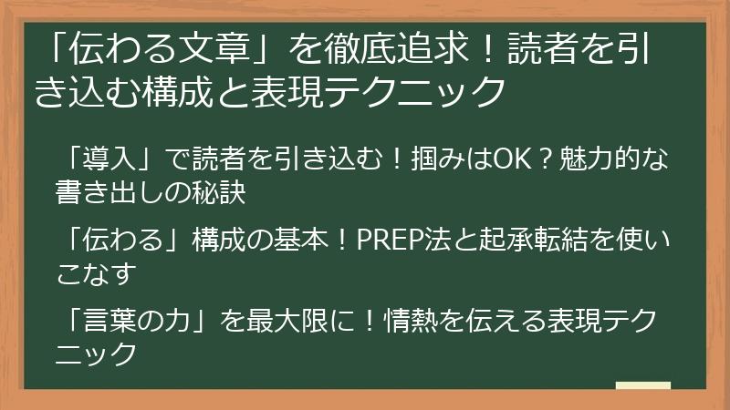 「伝わる文章」を徹底追求！読者を引き込む構成と表現テクニック