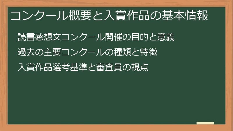 コンクール概要と入賞作品の基本情報