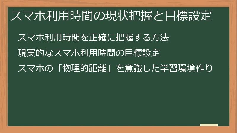 スマホ利用時間の現状把握と目標設定