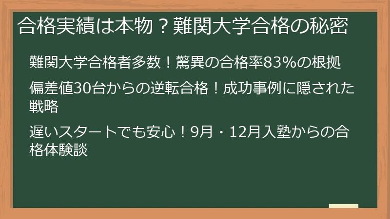 合格実績は本物？難関大学合格の秘密