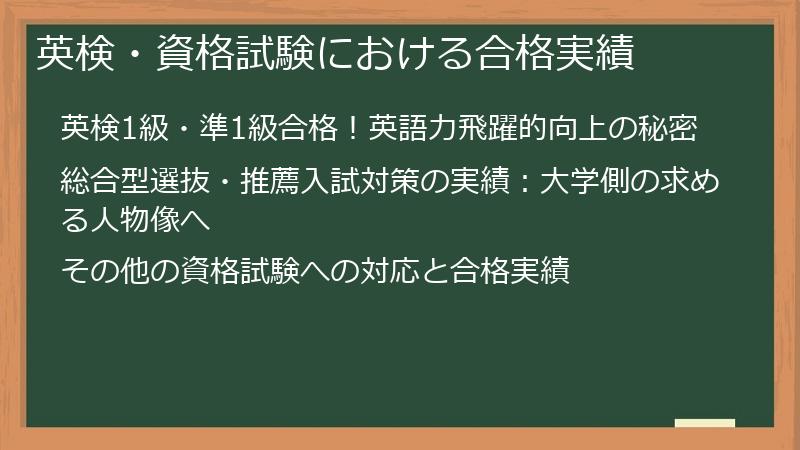 英検・資格試験における合格実績
