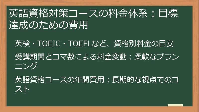 英語資格対策コースの料金体系：目標達成のための費用