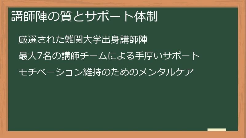 講師陣の質とサポート体制