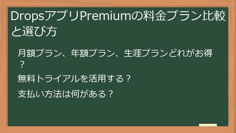 DropsアプリPremiumの料金プラン比較と選び方