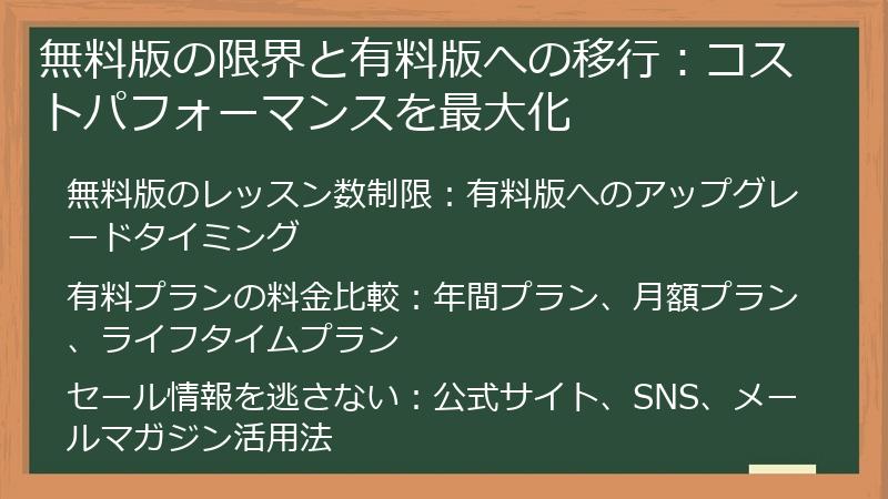 無料版の限界と有料版への移行：コストパフォーマンスを最大化