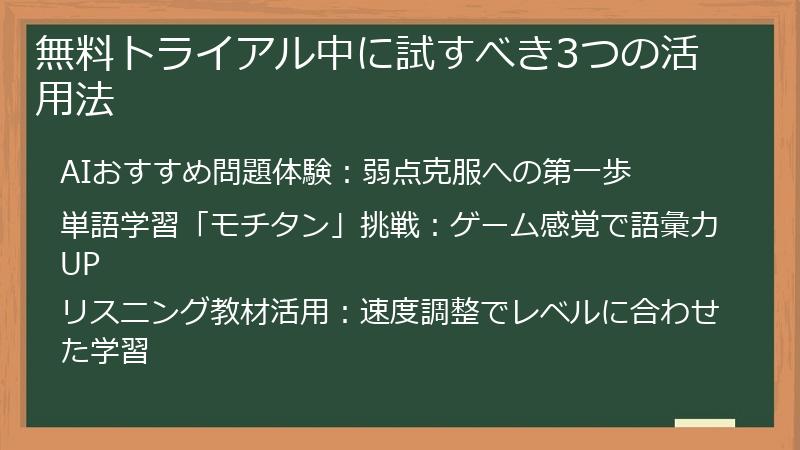 無料トライアル中に試すべき3つの活用法