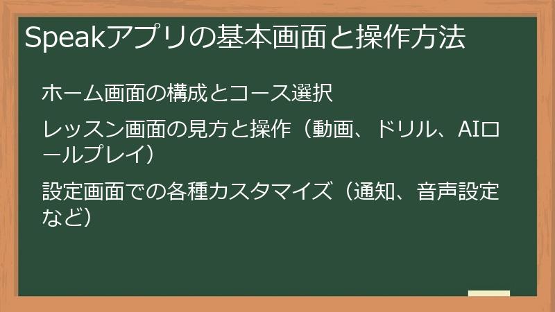 Speakアプリの基本画面と操作方法