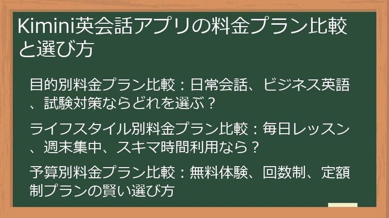 Kimini英会話アプリの料金プラン比較と選び方