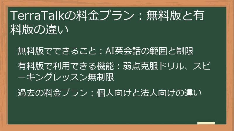 TerraTalkの料金プラン：無料版と有料版の違い