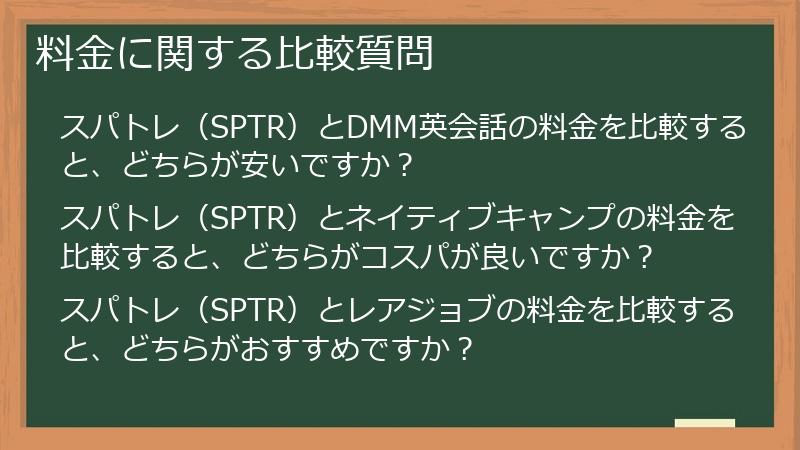 料金に関する比較質問