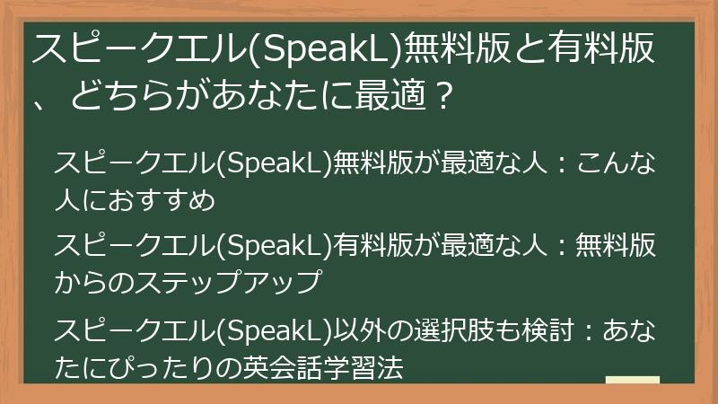 スピークエル(SpeakL)無料版と有料版、どちらがあなたに最適？