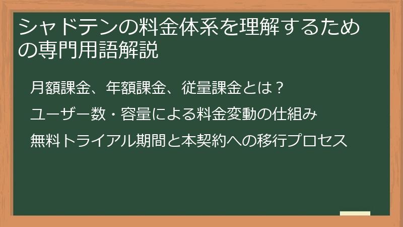 シャドテンの料金体系を理解するための専門用語解説
