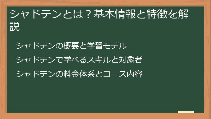 シャドテンとは？基本情報と特徴を解説