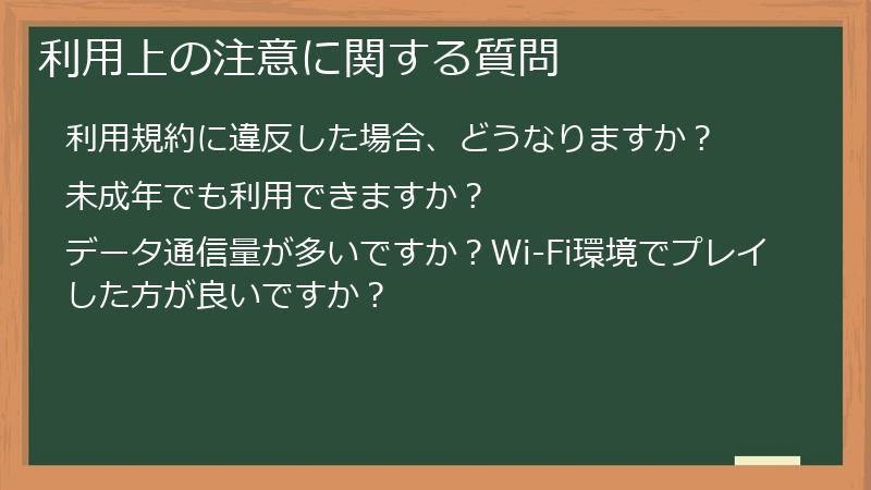 利用上の注意に関する質問