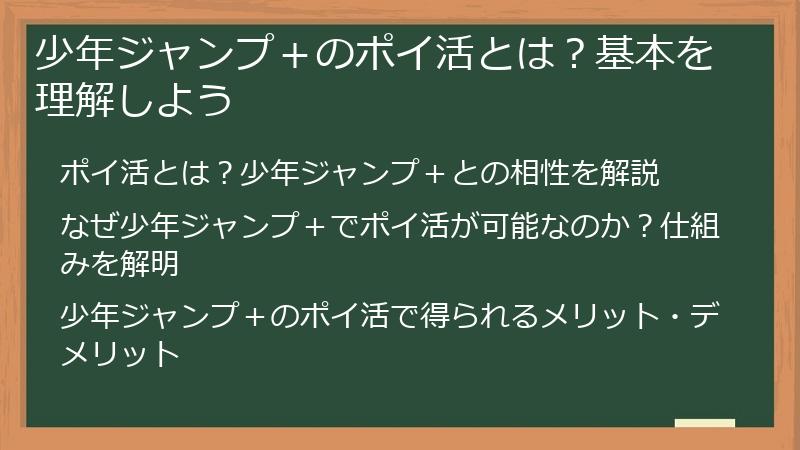 少年ジャンプ＋のポイ活とは？基本を理解しよう