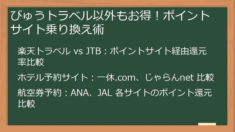 びゅうトラベル以外もお得！ポイントサイト乗り換え術