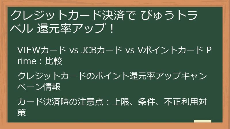 クレジットカード決済で びゅうトラベル 還元率アップ！