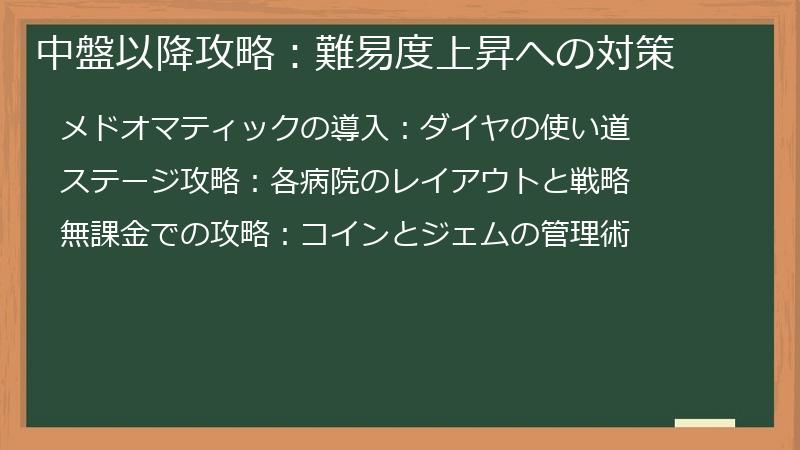 中盤以降攻略：難易度上昇への対策