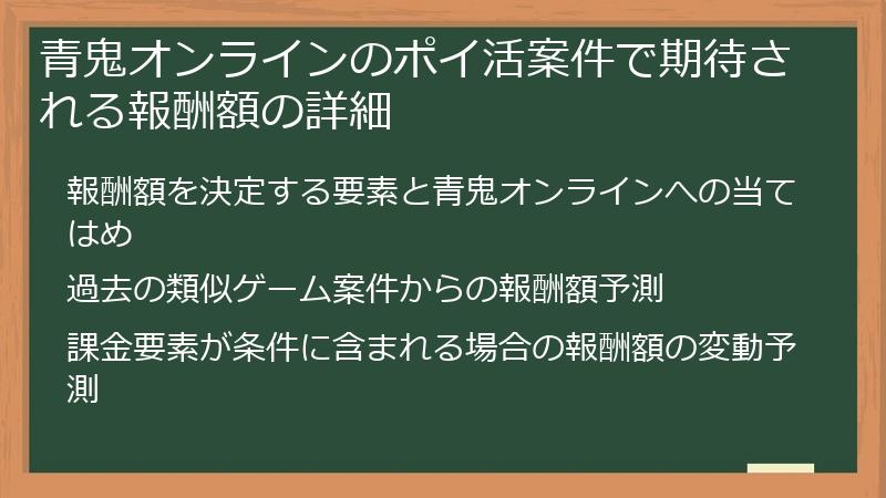 青鬼オンラインのポイ活案件で期待される報酬額の詳細