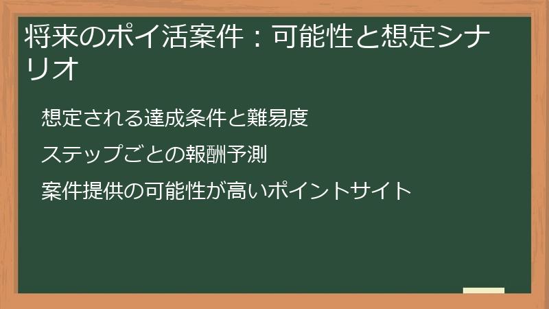 将来のポイ活案件：可能性と想定シナリオ