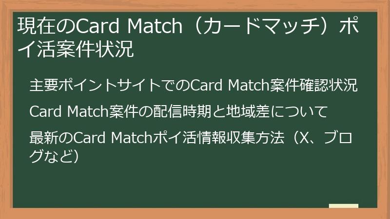現在のCard Match（カードマッチ）ポイ活案件状況