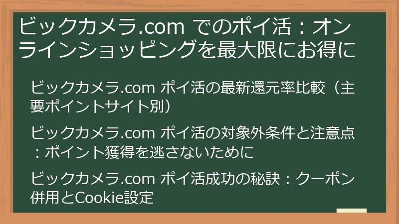 ビックカメラ.com でのポイ活：オンラインショッピングを最大限にお得に