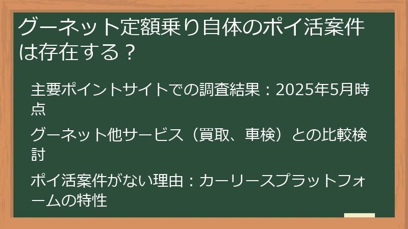 グーネット定額乗り自体のポイ活案件は存在する？