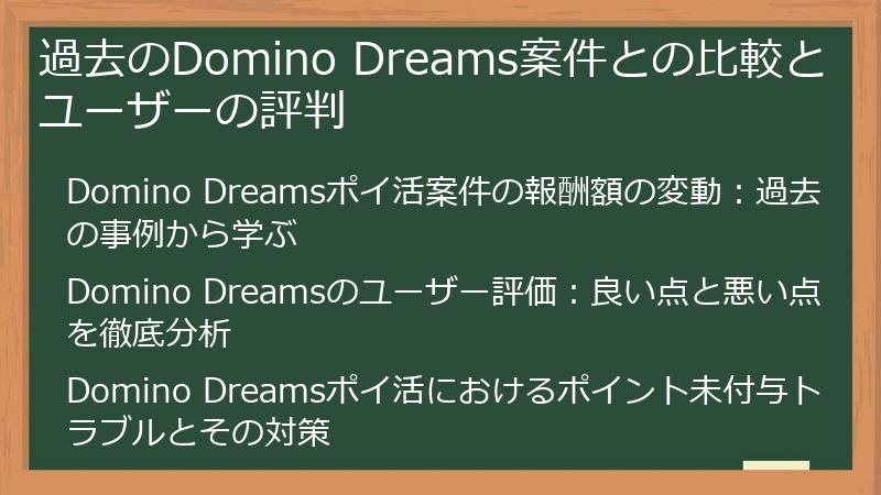 過去のDomino Dreams案件との比較とユーザーの評判