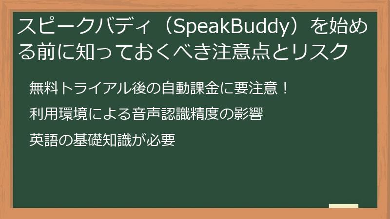 スピークバディ(SpeakBuddy)を始める前に知っておくべき注意点とリスク