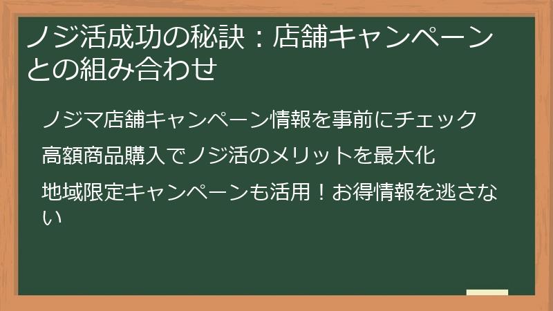 ノジ活成功の秘訣：店舗キャンペーンとの組み合わせ