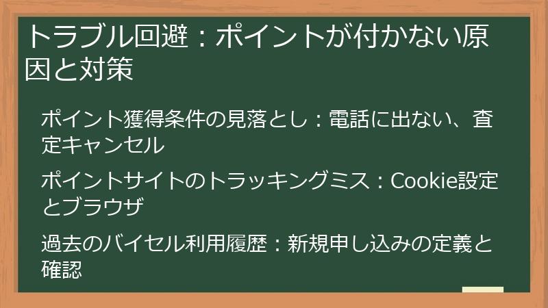 トラブル回避：ポイントが付かない原因と対策