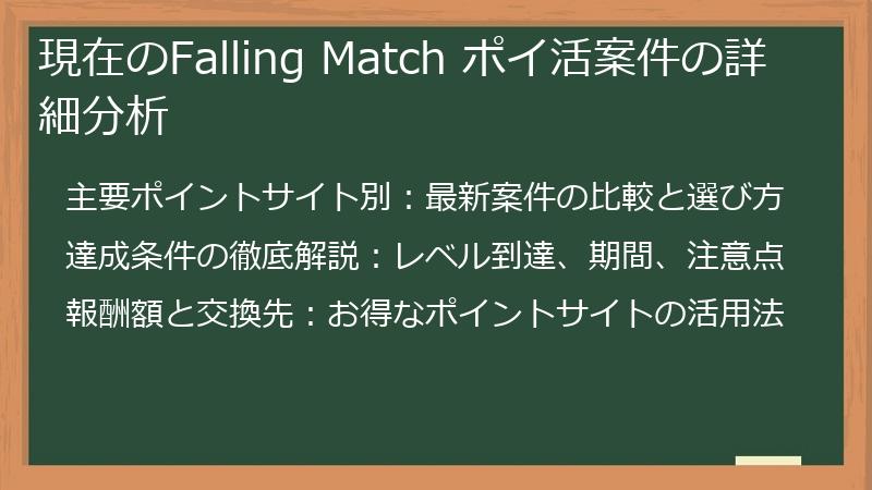 現在のFalling Match ポイ活案件の詳細分析