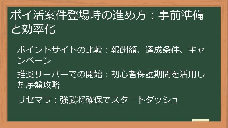 ポイ活案件登場時の進め方：事前準備と効率化