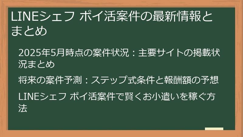 LINEシェフ ポイ活案件の最新情報とまとめ