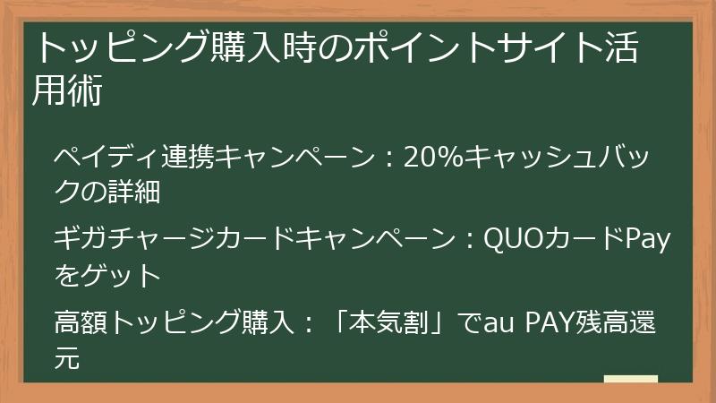 トッピング購入時のポイントサイト活用術
